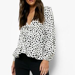 MATERNITY SPOT TWIST FRONT LONG SLEEVE SMOCK